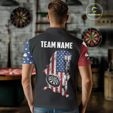 Load image into Gallery viewer, Personalized Grunge American Flag Men&#39;s Dart Shirts Custom Patriotic Darts Team Jersey Polo &amp; 1/4 Zip TDM4907