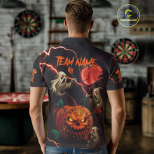 Load image into Gallery viewer, Funny Ghostly Pumpkin Dartboard Halloween Darts Shirt For Men Custom Darts Jersey, Best Darts Gift TDM4910