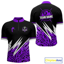 Load image into Gallery viewer, Personalized 8 Ball Billiard Jersey For Men Custom Black And Purple Pool Team Shirt Polo &amp; 1/4 Zip TDM5340