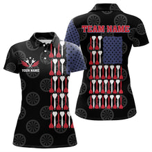 Load image into Gallery viewer, American Flag Black Darts Polo &amp; Quarter Zip Shirt Custom Women Dart Shirts Patriotic Dart Jerseys TDM3355