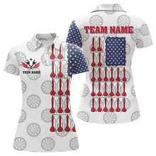 Load image into Gallery viewer, American Flag White Darts Polo &amp; Quarter Zip Shirt Custom Women Dart Shirts Patriotic Dart Jerseys TDM3356