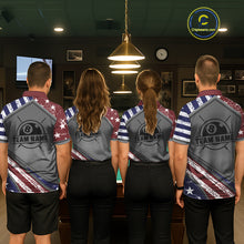 Load image into Gallery viewer, Personalized American Flag 8 Ball Billiard Shirt For Men Custom Patriotic Pool Team Jersey TDM5607