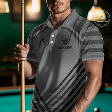 Load image into Gallery viewer, Personalized Grey US Flag 8 Ball Billiard Shirt For Men Custom Billiard Team Shirt, Pool Jerseys TDM5608