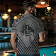 Load image into Gallery viewer, Personalized Grey US Flag 8 Ball Billiard Shirt For Men Custom Billiard Team Shirt, Pool Jerseys TDM5608