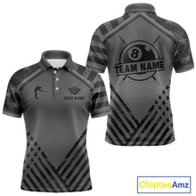 Load image into Gallery viewer, Personalized Grey US Flag 8 Ball Billiard Shirt For Men Custom Billiard Team Shirt, Pool Jerseys TDM5608