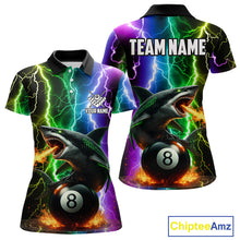 Load image into Gallery viewer, Colorful Lightning Shark 8 Ball Billiard Shirt For Women Custom Pool Team Shirt, Billiard Jersey TDM5612