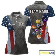 Load image into Gallery viewer, Grunge American Flag Patriotic Billiard Shirts For Women Custom 3D Billiard Balls Pool Team Jerseys TDM5616