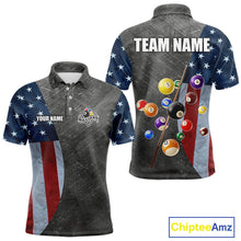 Load image into Gallery viewer, Grunge American Flag Patriotic Billiard Shirts For Men Custom 3D Billiard Balls Pool Team Jerseys TDM5616