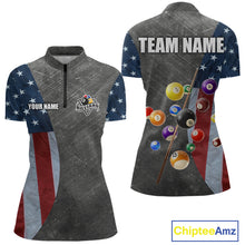 Load image into Gallery viewer, Grunge American Flag Patriotic Billiard Shirts For Women Custom 3D Billiard Balls Pool Team Jerseys TDM5616