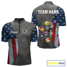 Load image into Gallery viewer, Grunge American Flag Patriotic Billiard Shirts For Men Custom 3D Billiard Balls Pool Team Jerseys TDM5616