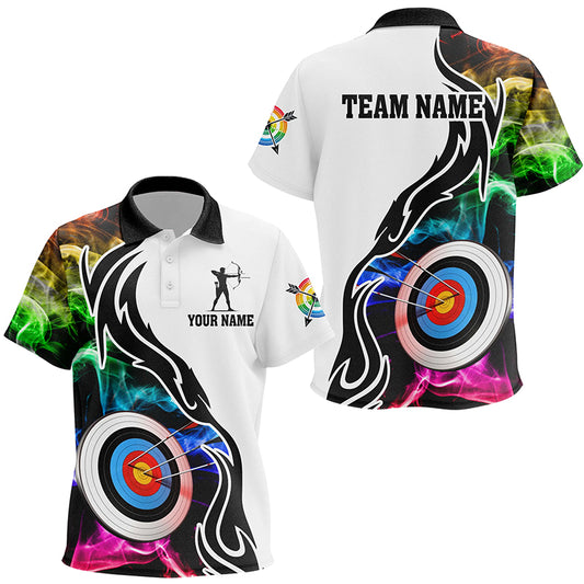 Personalized Archery 3d Target Multicolor Smoke Kid Polo Shirts Best Custom Archery Apparel TDM1023