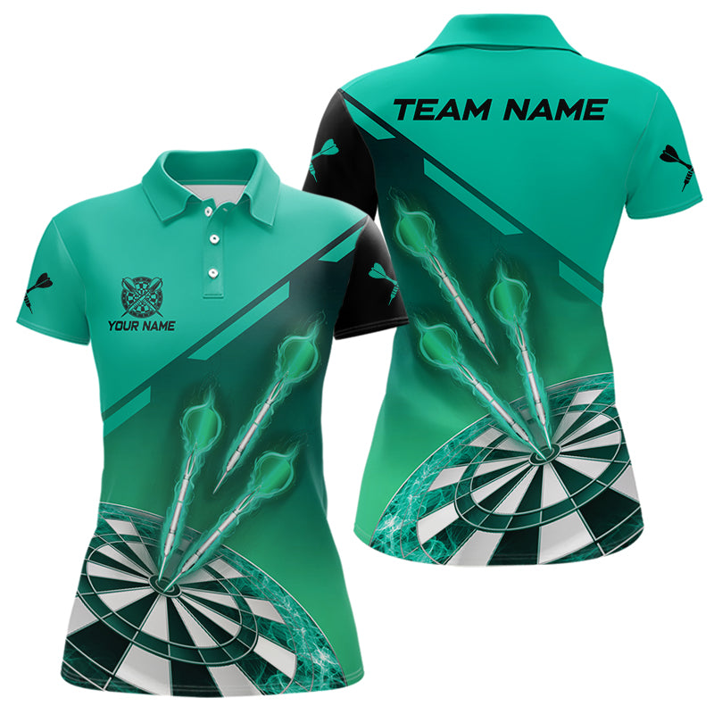 Turquoise Darts Jersey For Women Custom Darts Team Shirt With Pocket Option TDM3519