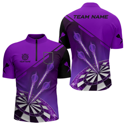 Purple Darts Jersey For Men Custom Darts Team Shirt With Pocket Option TDM3520