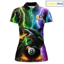Load image into Gallery viewer, Colorful Lightning Shark 8 &amp; 9 Ball Billiard Shirt For Women Custom Pool Team Jersey Polo &amp; 1/4 Zip TDM5985