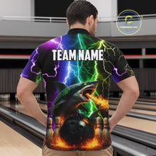 Load image into Gallery viewer, Colorful Lightning Shark Bowling Jersey For Men Custom Bowling Shirt Team Polo &amp; Quarter Zip TDM5988