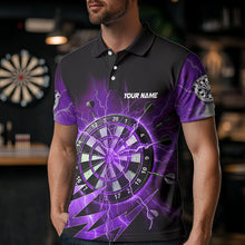 Load image into Gallery viewer, Personalized Purple Dartboard Thunder Storm Lighting Dart Shirts For Men Custom Team Dart Jerseys TDM3811