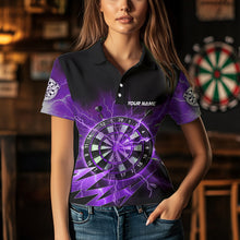 Load image into Gallery viewer, Personalized Purple Dartboard Thunder Storm Lighting Dart Shirts For Women Custom Team Dart Jerseys TDM3811