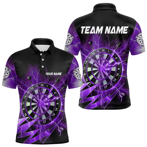 Personalized Purple Dartboard Thunder Storm Lighting Dart Shirts For Men Custom Team Dart Jerseys TDM3811