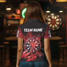 Load image into Gallery viewer, Personalized Red Dartboard Thunder Storm Lighting Dart Shirts For Women Custom Team Dart Jerseys TDM3812