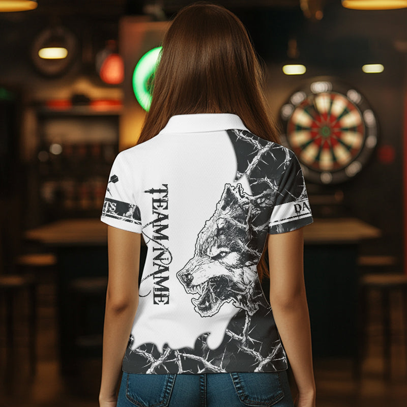 White Black Thorny Camo Wolf Dart Shirts For Women Custom Camouflage Dart Team Shirt Dart Jerseys TDM3815