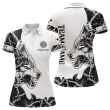 Load image into Gallery viewer, White Black Thorny Camo Wolf Dart Shirts For Women Custom Camouflage Dart Team Shirt Dart Jerseys TDM3815