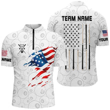 Load image into Gallery viewer, Personalized American Flag White Billiard Men Shirts Custom Patriotic Billiard Jerseys TDM1556