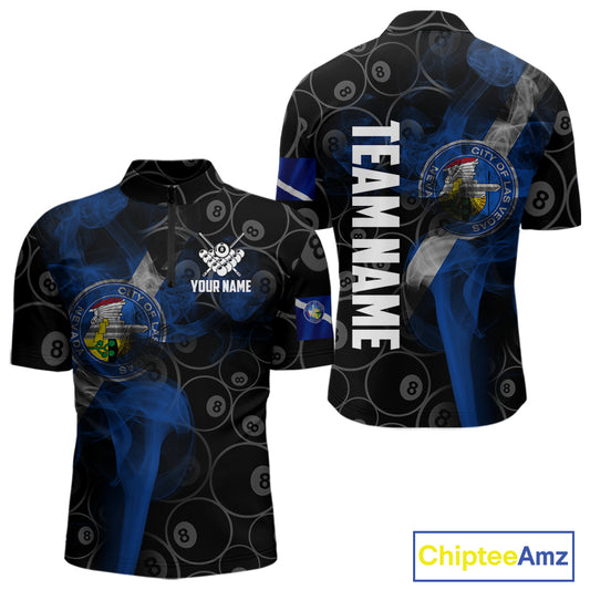 Personalized Las Vegas Flag Smoke Billiard Shirt For Men Custom 8 Ball Pool Team Jerseys TDM4287