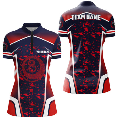 Personalized Name Red 8 Ball Pool Abstract 3D Billiard Shirts For Women Team League Billiard Jerseys TDM2145