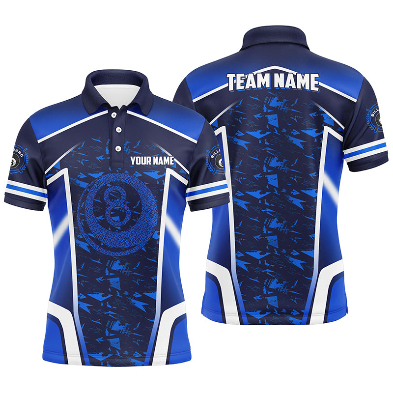 Personalized Name Blue 8 Ball Pool Abstract 3D Billiard Shirts For Men Team League Billiard Jerseys TDM2146