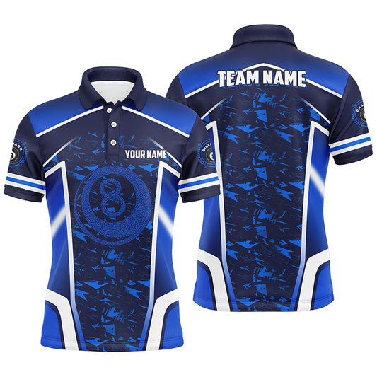 Personalized Name Blue 8 Ball Pool Abstract 3D Billiard Shirts For Men Team League Billiard Jerseys TDM2146