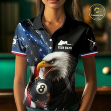 Load image into Gallery viewer, American Flag Eagle 8 Ball &amp; 9 Ball Billiard Shirt For Women Custom Patriotic Billiard Jersey TDM4477