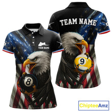 Load image into Gallery viewer, American Flag Eagle 8 Ball &amp; 9 Ball Billiard Shirt For Women Custom Patriotic Billiard Jersey TDM4477