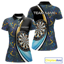 Load image into Gallery viewer, Funny Floral Marbling Pattern Custom Darts Shirt For Women, Team Polo &amp; Quarter Zip Darts Jersey TDM4916