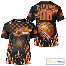 Load image into Gallery viewer, Orange Icy Lightning Basketball Shirt Custom Name And Number Basketball Jerseys For Team TDM5630