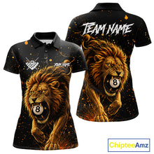 Load image into Gallery viewer, Personalized grunge lion 8 ball billiard quarter zip shirt for men, custom pool team jersey and league apparel.