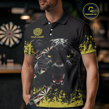 Load image into Gallery viewer, Grunge Black Yellow Panther Dart Shirt For Men Custom Dart Jersey Team Polo &amp; Quarter Zip TDM4484