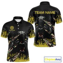 Load image into Gallery viewer, Grunge Black Yellow Panther Dart Shirt For Men Custom Dart Jersey Team Polo &amp; Quarter Zip TDM4484