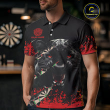 Load image into Gallery viewer, Grunge Black And Red Panther Dart Shirt For Men Custom Dart Jersey Team Polo &amp; Quarter Zip TDM4485