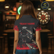 Load image into Gallery viewer, Grunge Black And Red Panther Dart Shirt For Women Custom Dart Jersey Team Polo &amp; Quarter Zip TDM4485