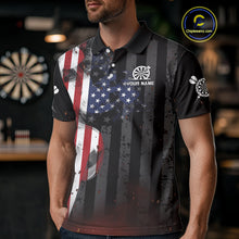 Load image into Gallery viewer, Personalized American Flag Patriotic Darts Shirt For Men Custom Darts Jersey Team Polo &amp; 1/4 Zip TDM4922