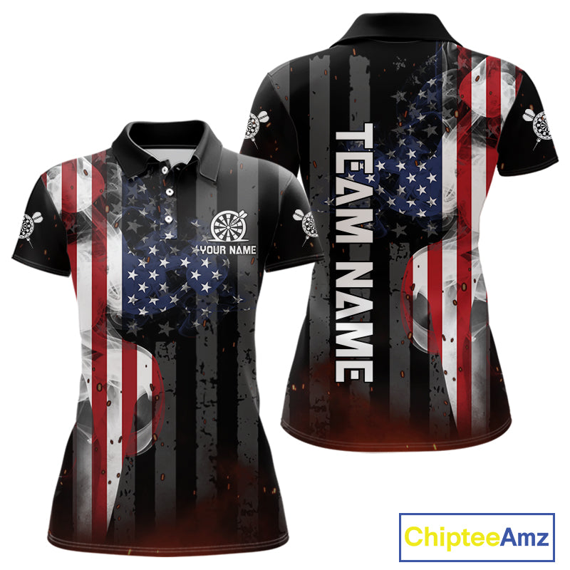 Personalized American Flag Patriotic Darts Shirt For Women Custom Darts Jersey Team Polo & 1/4 Zip TDM4922