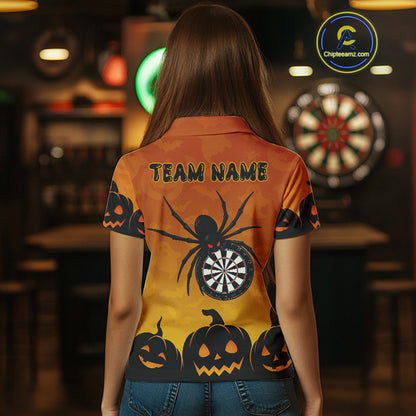Personalized Orange Funny Spider Darts Shirt For Women Custom Halloween Darts Team Jersey, Dart Gift TDM4923