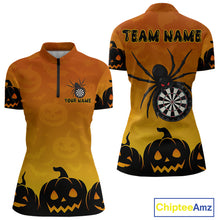 Load image into Gallery viewer, Personalized Orange Funny Spider Darts Shirt For Women Custom Halloween Darts Team Jersey, Dart Gift TDM4923