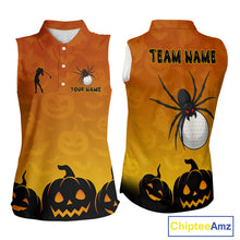 Load image into Gallery viewer, Personalized Funny Spider Golf Sleeveless Polo Shirt Custom Halloween Ladies Golf Outfit TDM4924