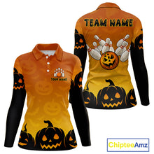 Load image into Gallery viewer, Personalized Orange Funny Bowling Halloween Shirt For Women Custom Bowling Team Jersey Outfit TDM4926