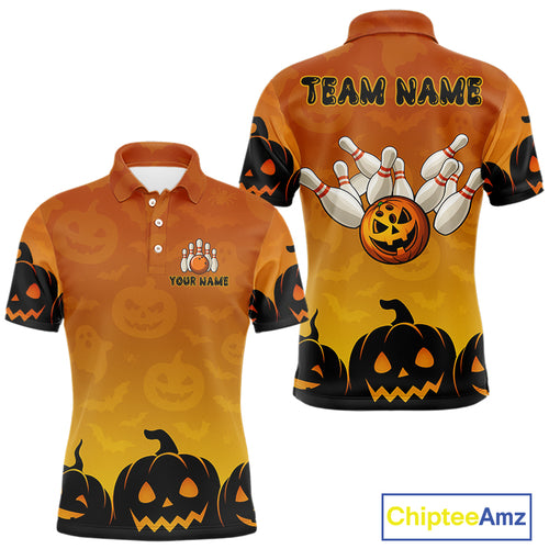 Personalized Orange Funny Bowling Halloween Shirt For Men Custom Bowling Team Jersey Outfit TDM4926
