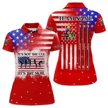 Load image into Gallery viewer, It's The Skill Custom American Flag Women Billiard Shirt Funny Billiard Jersey |Red TDM3121