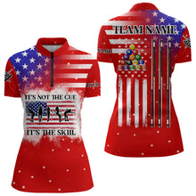 Load image into Gallery viewer, It's The Skill Custom American Flag Women Billiard Shirt Funny Billiard Jersey |Red TDM3121