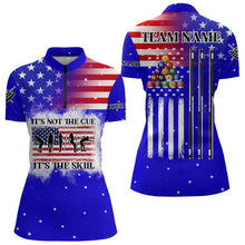 Load image into Gallery viewer, Funny It's The Skill Custom American Flag Women Billiard Shirts Patriotic Billiard Jersey |Blue TDM3122