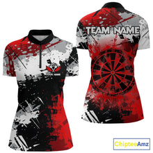 Load image into Gallery viewer, Red Grunge Paint Splash Dart Shirts For Women Custom Darts Jersey Team Polo &amp; Quarter Zip TDM5352